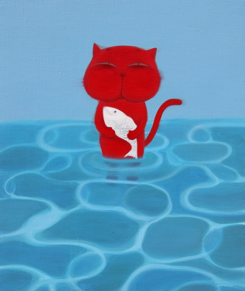 물이 무서운 물고기를 위하여. 72.2x60.6cm oil on canvas 2016. 300만원.JPG